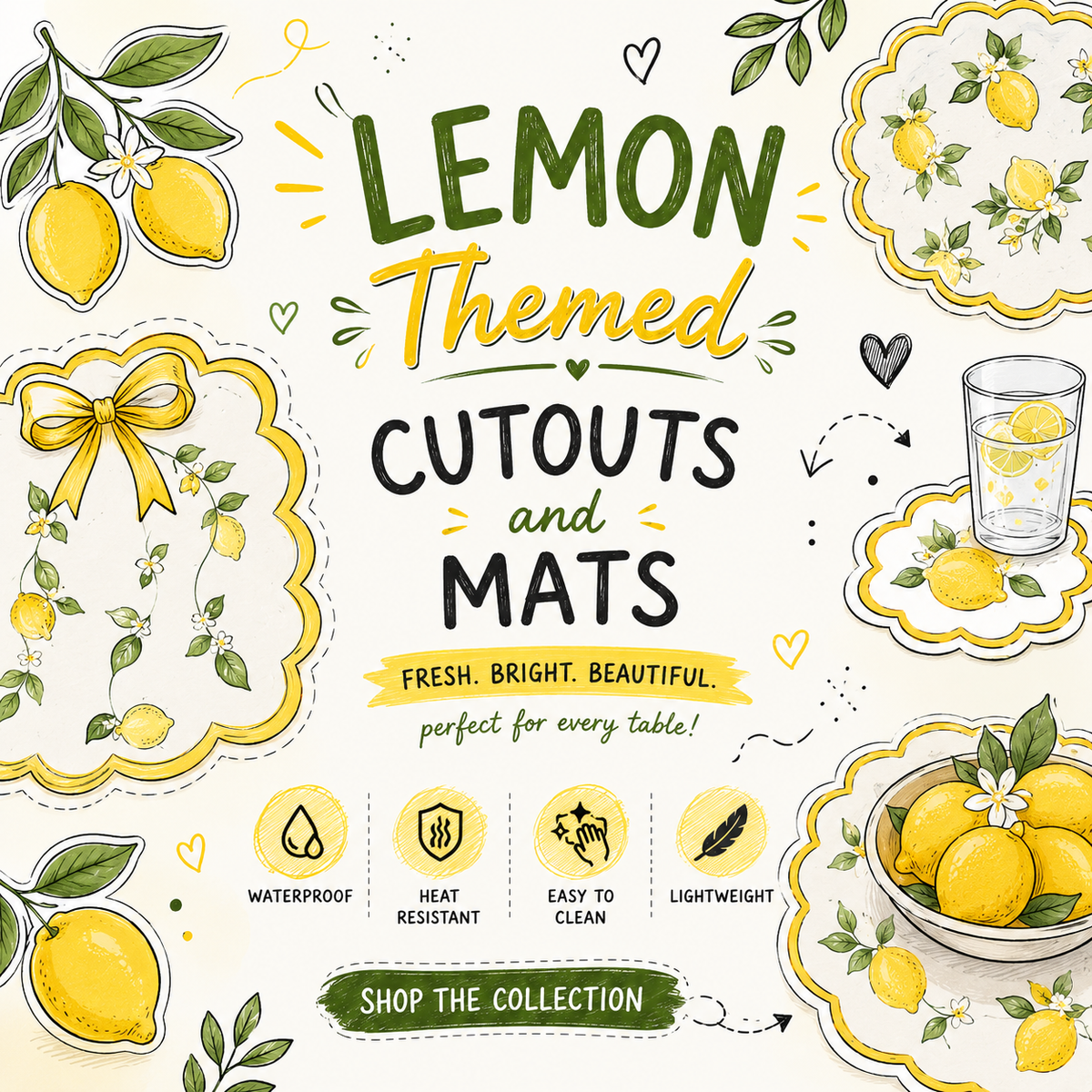 Lemon Themed Cutouts & Mats