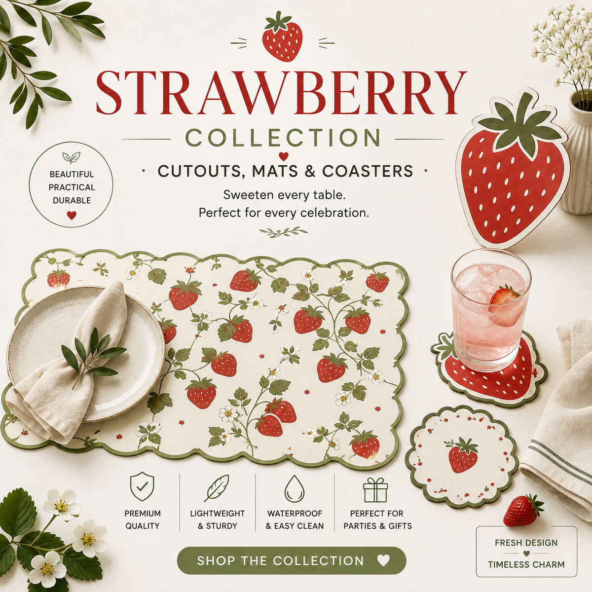 Strawberry Cutouts, Mats & Coasters Collection