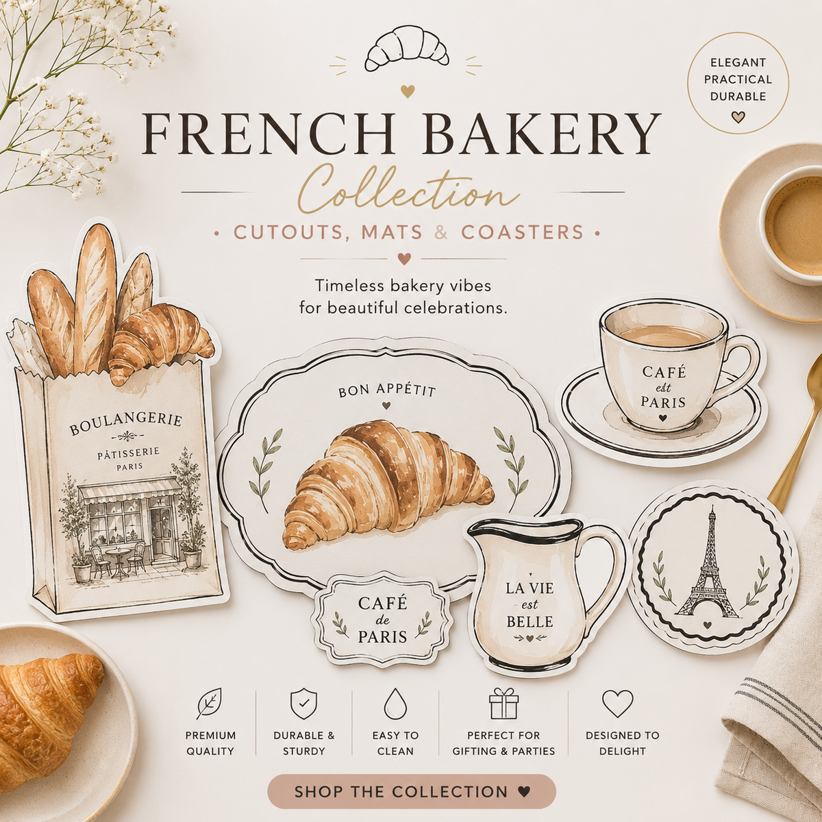 French Bakery & Croissant Cutouts Collection