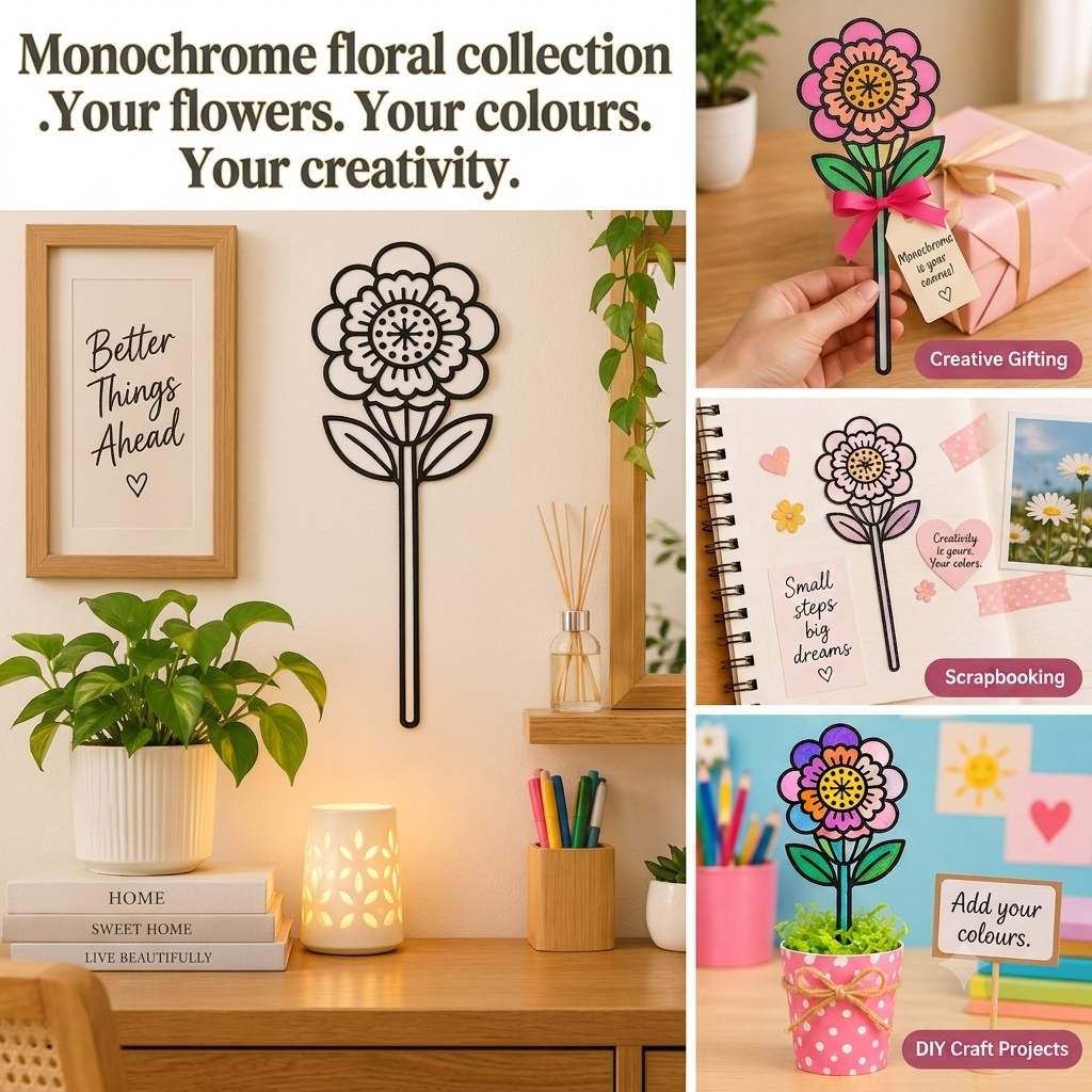 Monochrome Floral Cutout