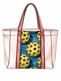 Pickleball Tote Bag Bubble Guard Sheet Cutout – Yellow Pickleball & Blue Court-Themed Graphic Design for DIY Craft, Customization & Decoration