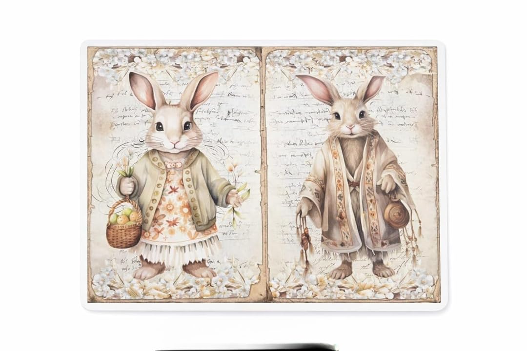 Easter Bunny Rabbit Bubble Guard Sheet Table Mat, Vintage Spring Easter Design, Decorative Placemat for Dining Table, Party & Holiday Decor