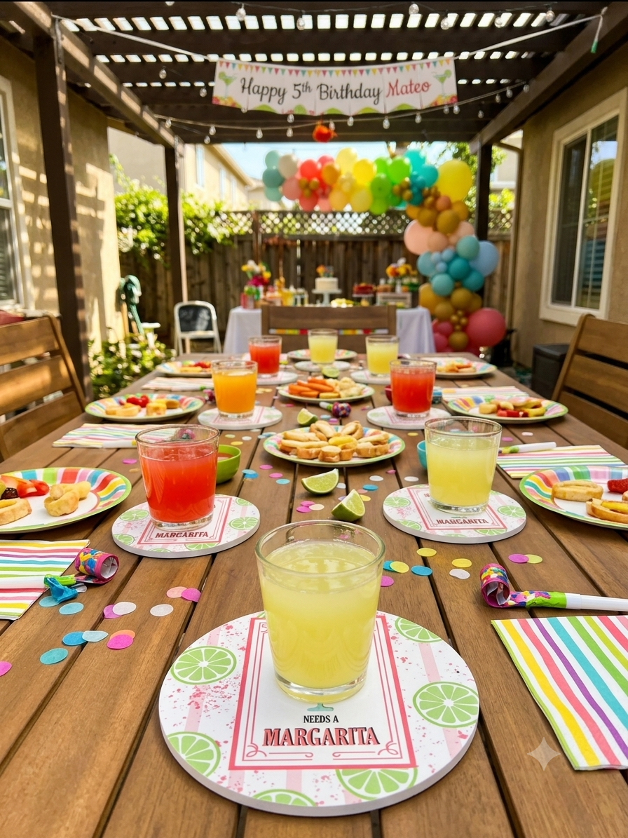 Mamacita Needs A Margarita" Funny Cocktail Drink Coaster | Durable, Lightweight, Moisture-Resistant & Washable Tabletop Protector for Home Bar, Kitchen, & Parties