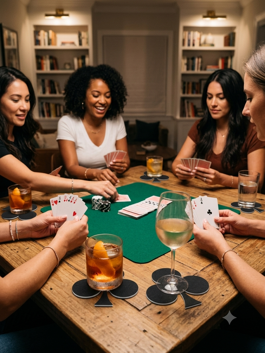Bubble Guard Sheet Club Shape Playing Card Coasters | 5 x 4 Inches Club | Decorative Table Coasters for Home, Parties & Game Nights
