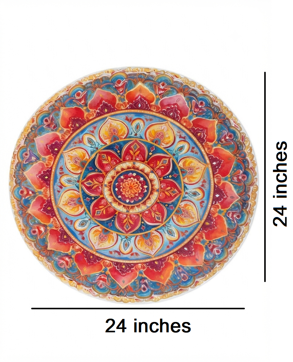 Cutout Traditional Floral Mandala Rangoli  | Bubble Guard Sheet Mat for Diwali & Festival Decor /Reusable Round Mandala Floor Rangoli Mat for Home & Pooja Decoration