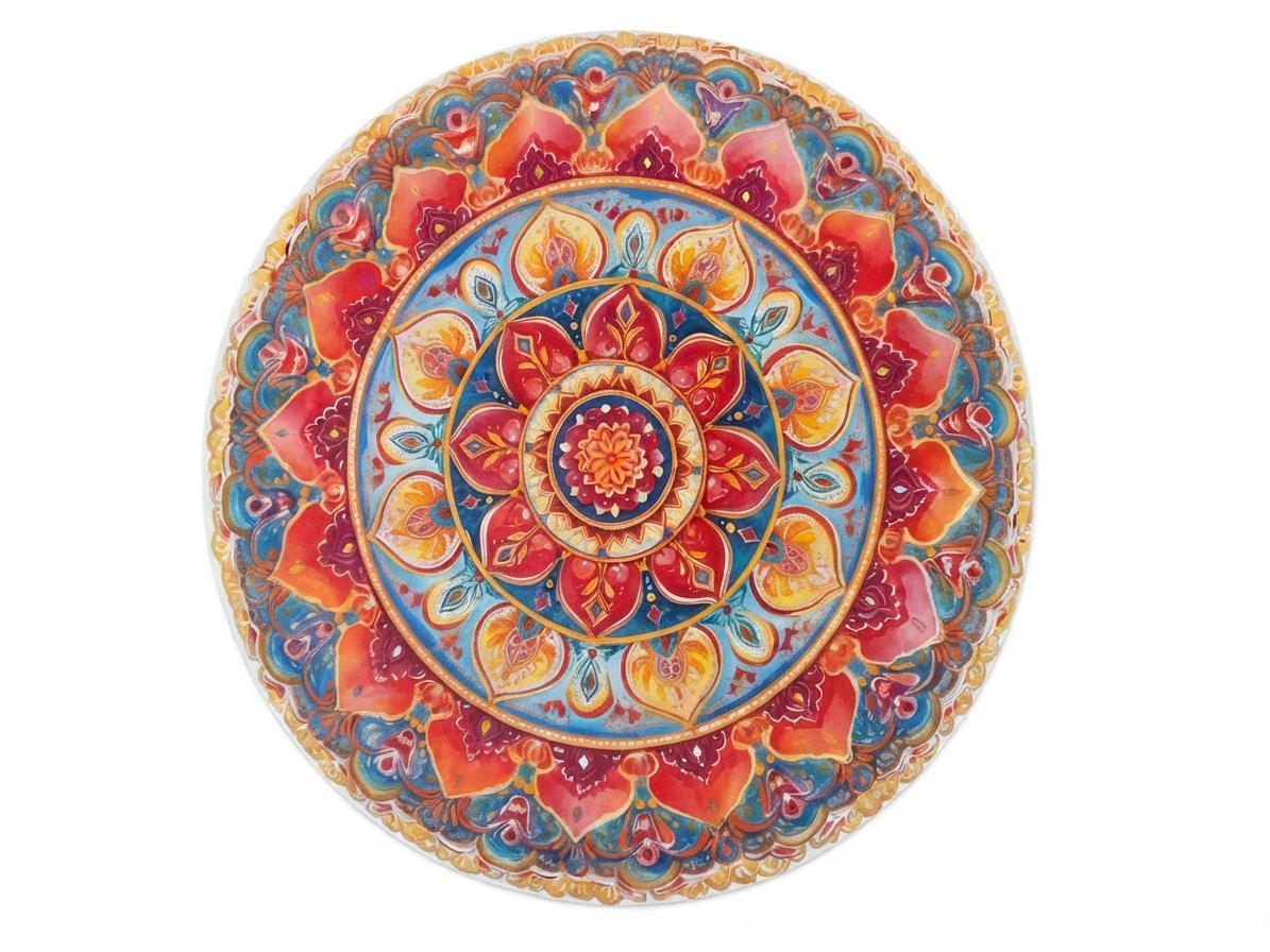 Cutout Traditional Floral Mandala Rangoli  | Bubble Guard Sheet Mat for Diwali & Festival Decor /Reusable Round Mandala Floor Rangoli Mat for Home & Pooja Decoration