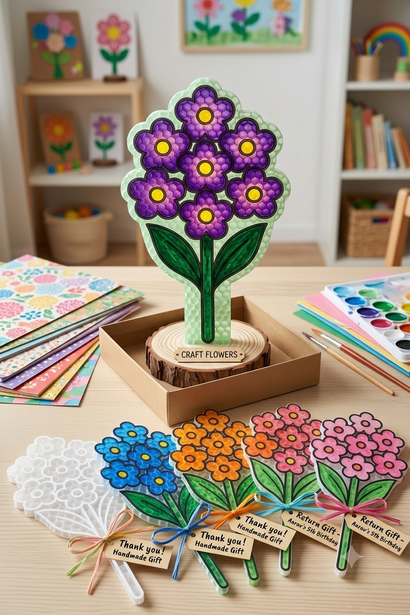 Monochrome floral cutouts / Flower Bubble Guard Sheet Cutout – Decorative Floral Die-Cut Shape for DIY Crafts, Scrapbooking, School Projects, Art & Creative Decorations