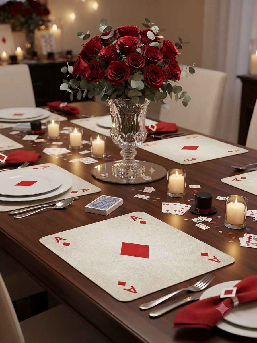 Playing Cards Theme Table Mat 13 x 18 Inch | Bubble Guard Sheet Placemat | Ace  Design | Dining Table, Tea Time & Home Decor Mat