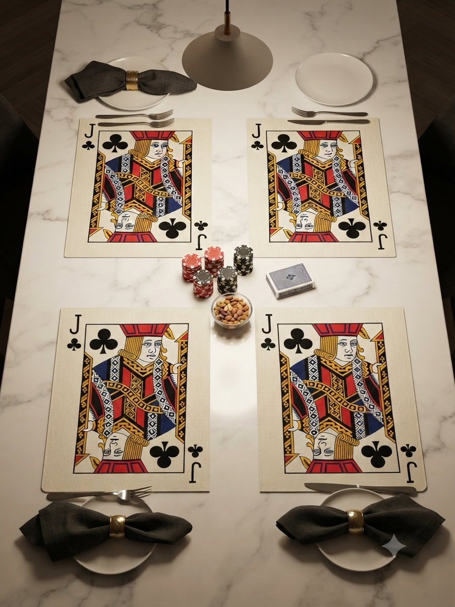 Playing Cards Theme Table Mat 13 x 18 Inch | Bubble Guard Sheet Placemat |  Jack Design | Dining Table, Tea Time & Home Decor Mat