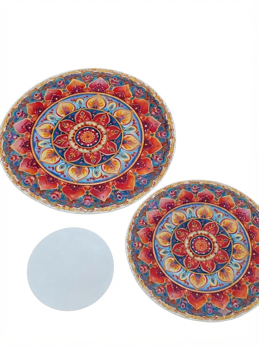 Cutout Traditional Floral Mandala Rangoli  | Bubble Guard Sheet Mat for Diwali & Festival Decor /Reusable Round Mandala Floor Rangoli Mat for Home & Pooja Decoration