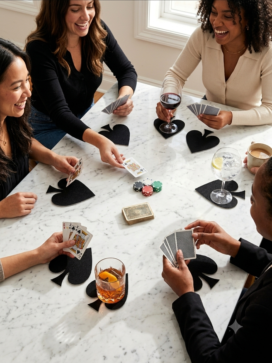 Coaster Bubble Guard Sheet Spade Shape Playing cards | 5 x 4 Inch Spade  Coaster Set | Decorative Table Coasters for Home, Parties & Game Nights