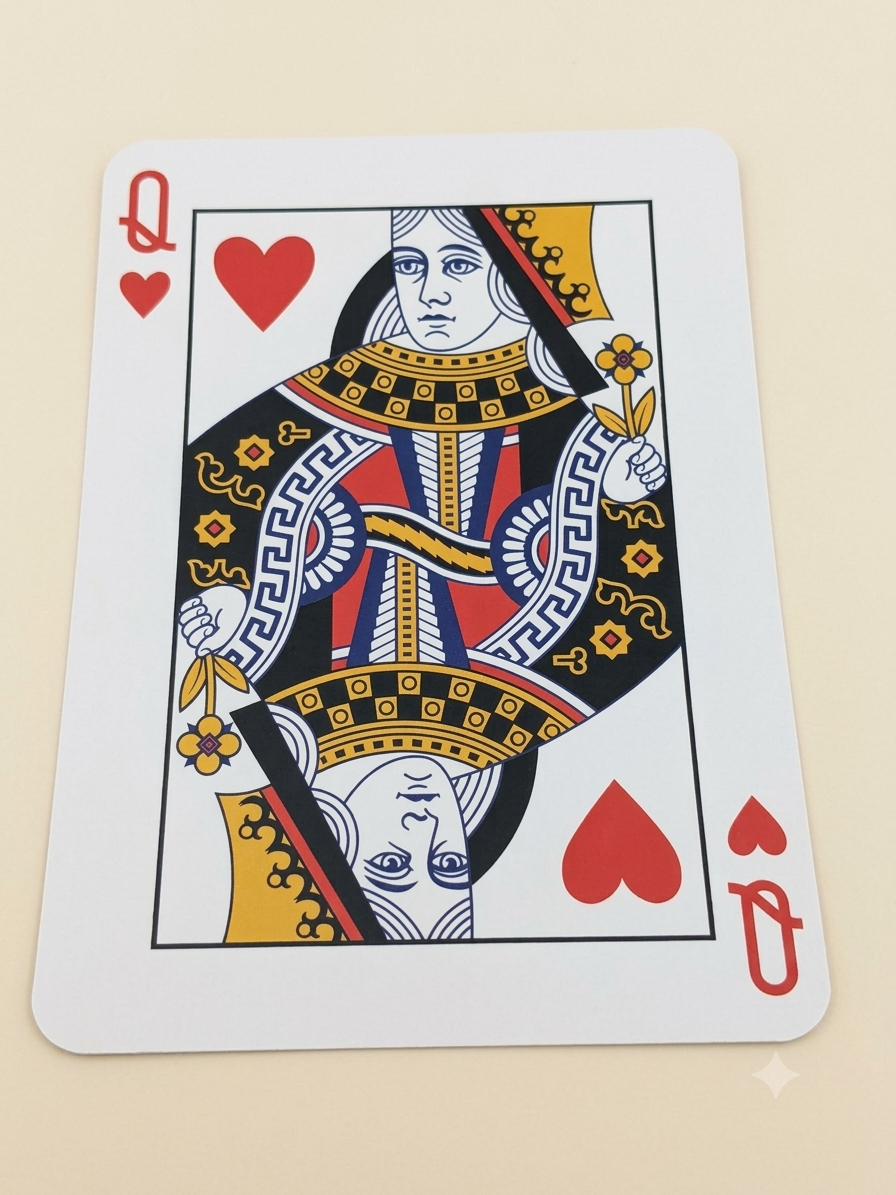 Playing Cards Theme Table Mat 13 x 18 Inch | Bubble Guard Sheet Placemat | Queen Design | Dining Table, Tea Time & Home Decor Mat