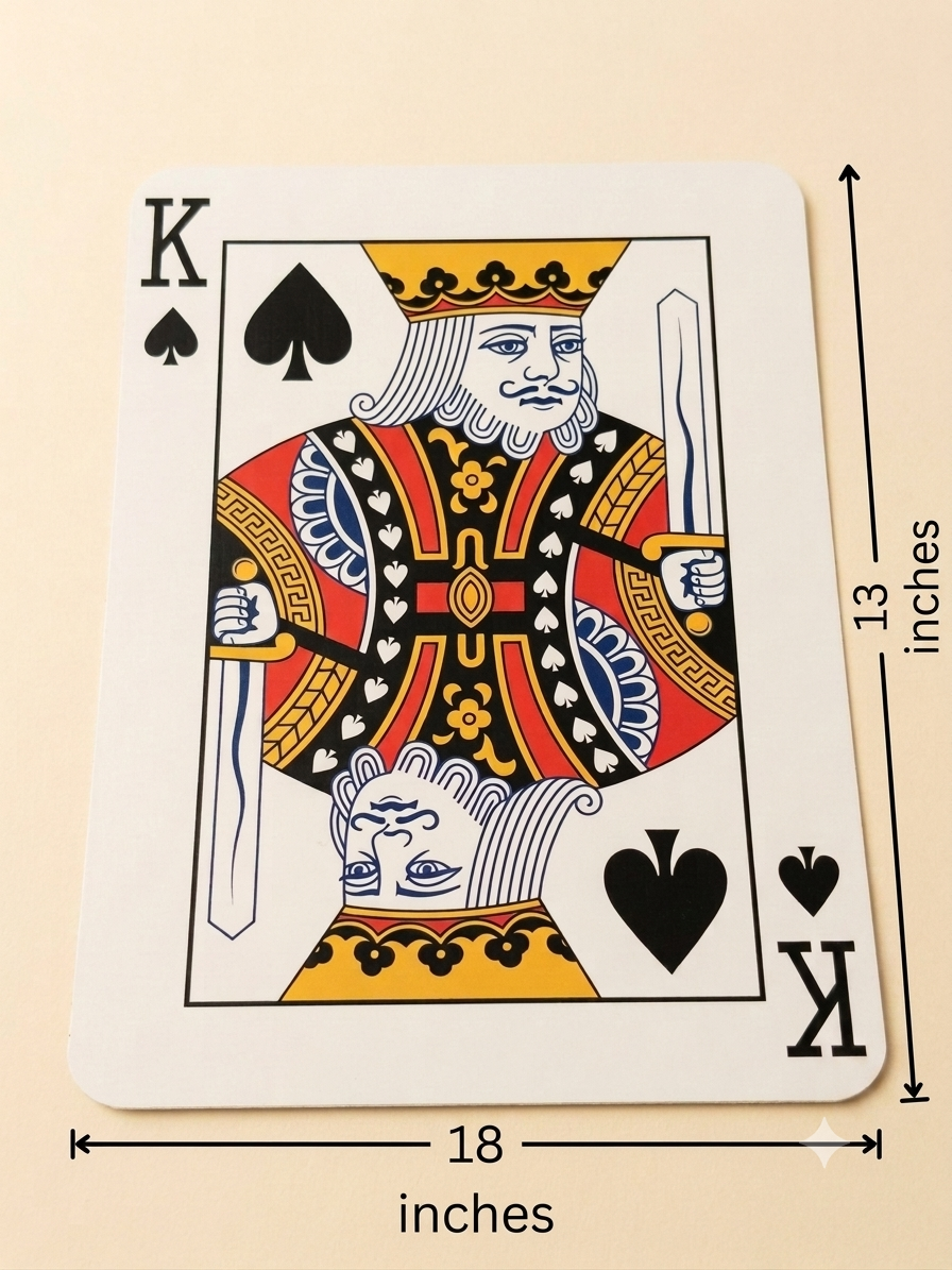Playing Cards Theme Table Mat 13 x 18 Inch | Bubble Guard Sheet Placemat | king Design | Dining Table, Tea Time & Home Decor Mat