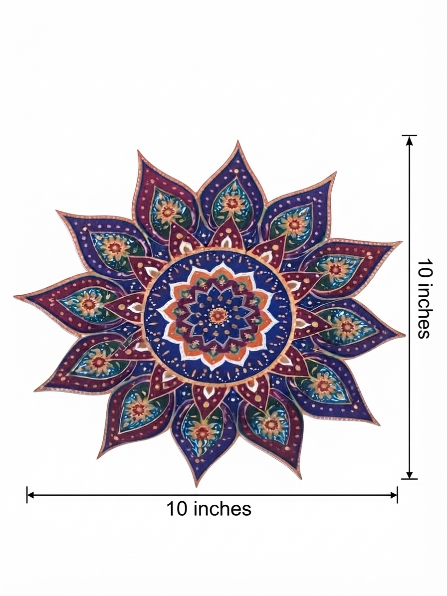 Blue & Purple Mandala Rangoli Mat Bubble Guard Sheet Cutout | Reusable Festival & Diwali Floor Decoration Mat