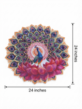 Bubble Guard Sheet Cutout  Round Peacock & Lotus Rangoli | Reusable Festival & Diwali Floor Decoration Mat /Vibrant Peacock Design Rangoli Mat for Home Decor | Waterproof Bubble Guard Cutout for Festive Celebrations