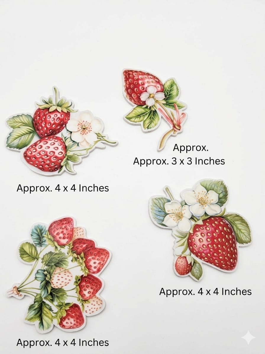 Strawberry Design Bubble Guard Sheet Coaster Set | Decorative Waterproof & Heat Resistant Drink Coasters | Lightweight Table Protection Mats for Tea, Coffee & Dining