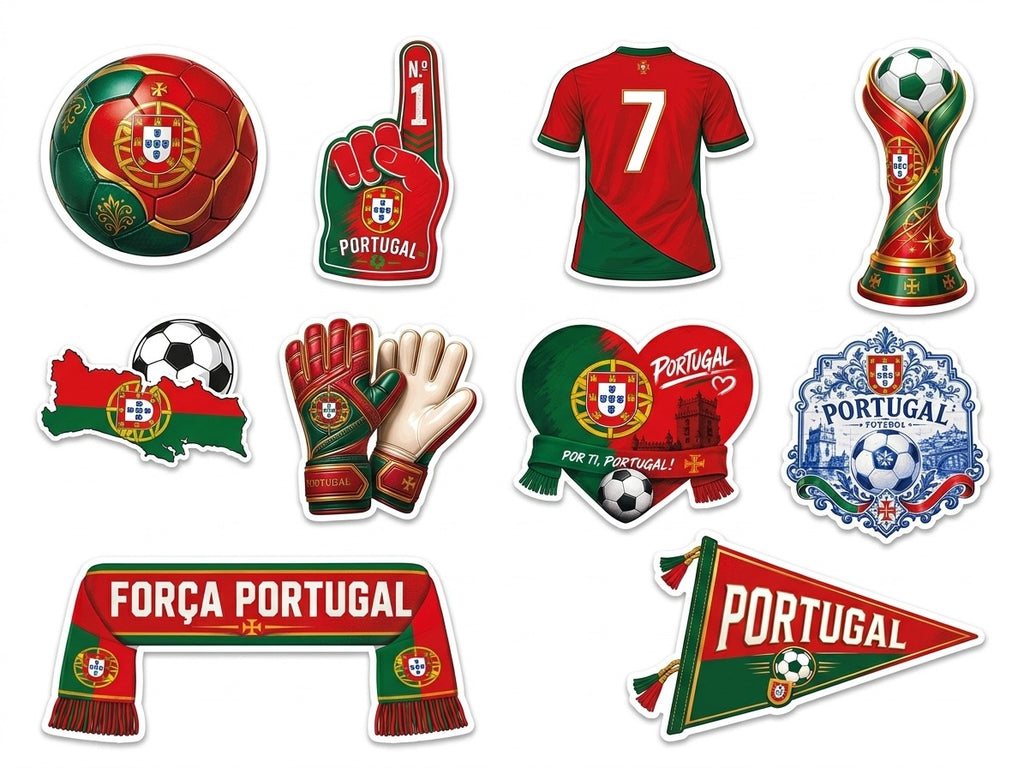 Portugal National Football Team Photo Booth Props – 10-Piece Handheld Fan Sign Set for Match Day & World Cup Parties/Football  celebration
