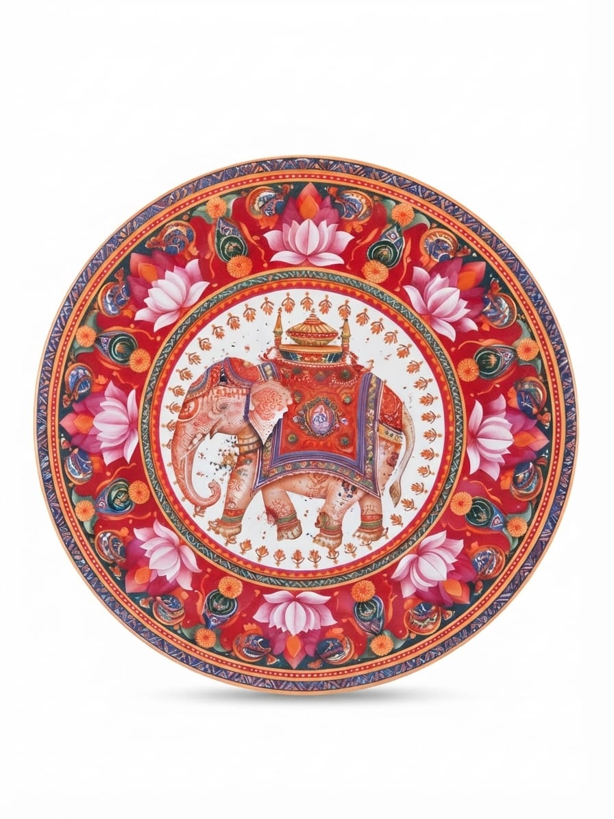 Elephant & Lotus Design Rangoli Mat | Waterproof Bubble Guard Sheet for Diwali & Festival Home Decor/Traditional Indian Elephant Motif Floor Decor Cutout – Heavy-Duty Bubble Guard Sheet for Pooja, Festival, and Entrance Decoration