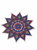Blue & Purple Mandala Rangoli Mat Bubble Guard Sheet Cutout | Reusable Festival & Diwali Floor Decoration Mat