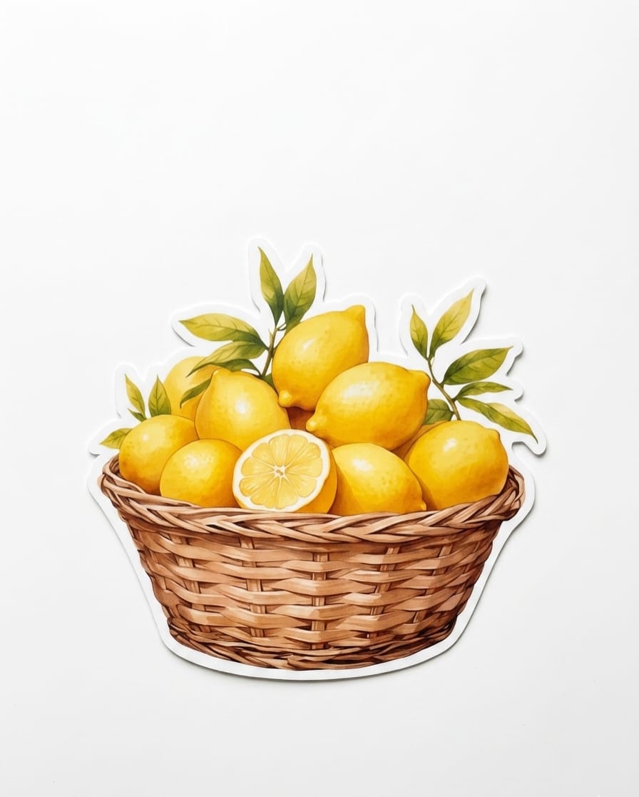 Lemon Basket Cutout Table Mat  | Waterproof Heat Resistant Dining Placemat | Lemon Garden Kitchen Table Decor
