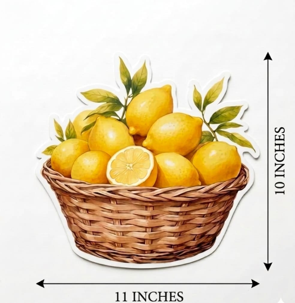 Lemon Basket Cutout Table Mat  | Waterproof Heat Resistant Dining Placemat | Lemon Garden Kitchen Table Decor