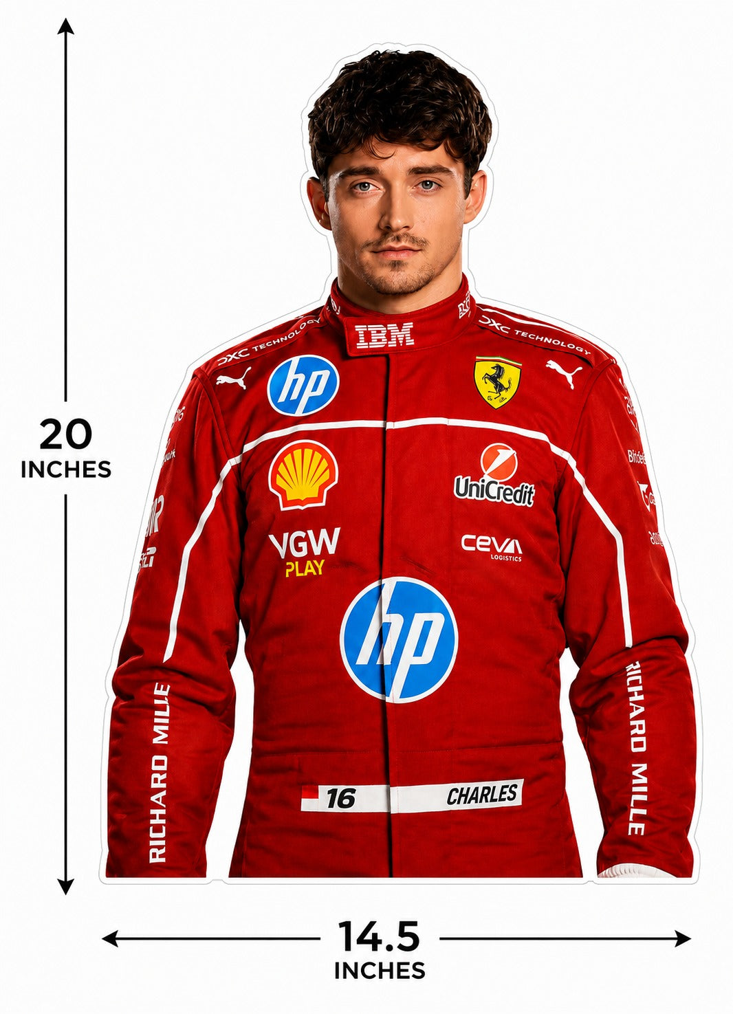 Racing Driver, Helmet, Car & LEC Charles Leclerc Ferrari F1 Bubble Guard Sheet Cutout  – Racing Driver, Helmet, Car & LEC Logo Wall Decor