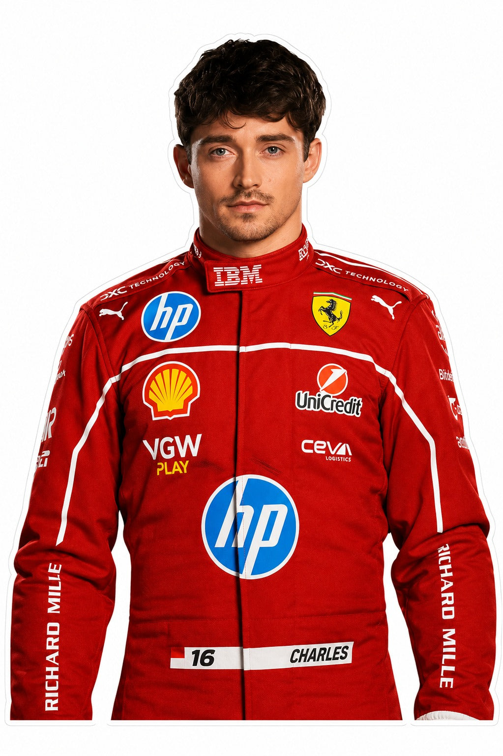 Racing Driver, Helmet, Car & LEC Charles Leclerc Ferrari F1 Bubble Guard Sheet Cutout  – Racing Driver, Helmet, Car & LEC Logo Wall Decor