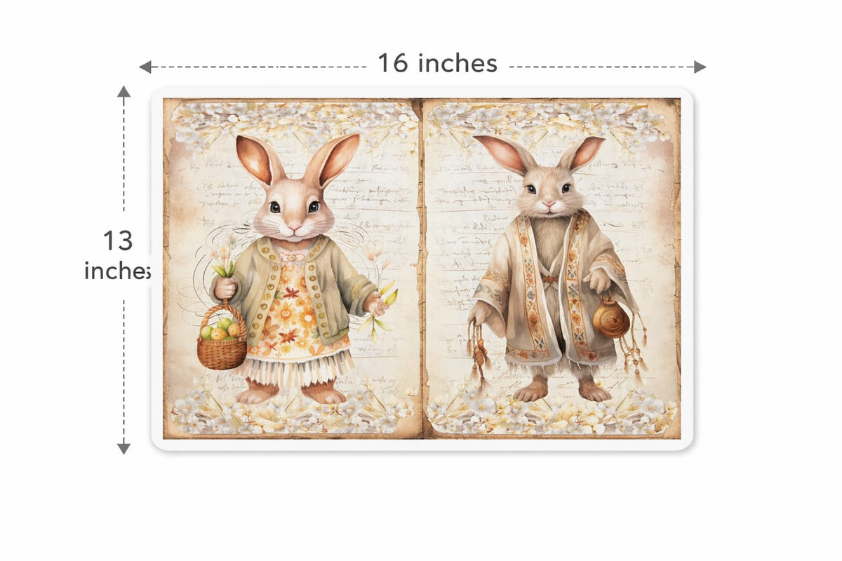 Easter Bunny Rabbit Bubble Guard Sheet Table Mat, Vintage Spring Easter Design, Decorative Placemat for Dining Table, Party & Holiday Decor