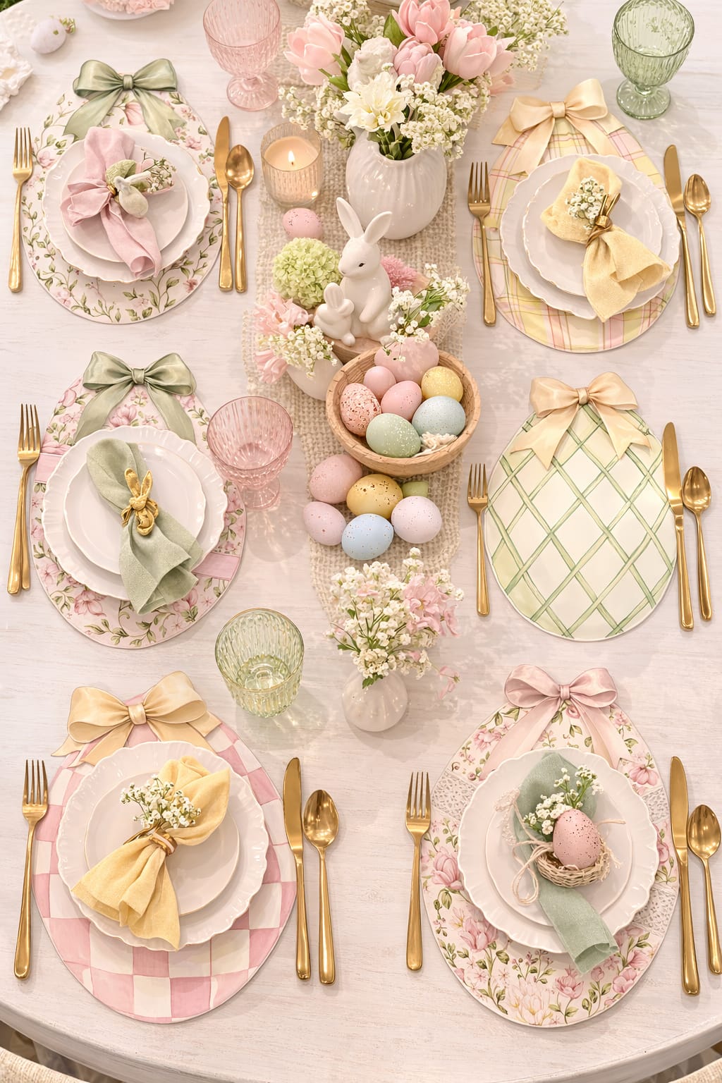 Easter Egg Shaped Bubble Guard Sheet Table Mats/ Pastel Spring Design/ Lightweight Decorative Placemats for Easter Dining Table & Party Decor