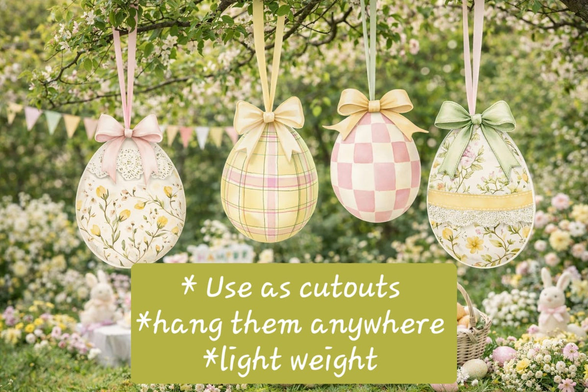 Easter Egg Shaped Bubble Guard Sheet Table Mats/ Pastel Spring Design/ Lightweight Decorative Placemats for Easter Dining Table & Party Decor