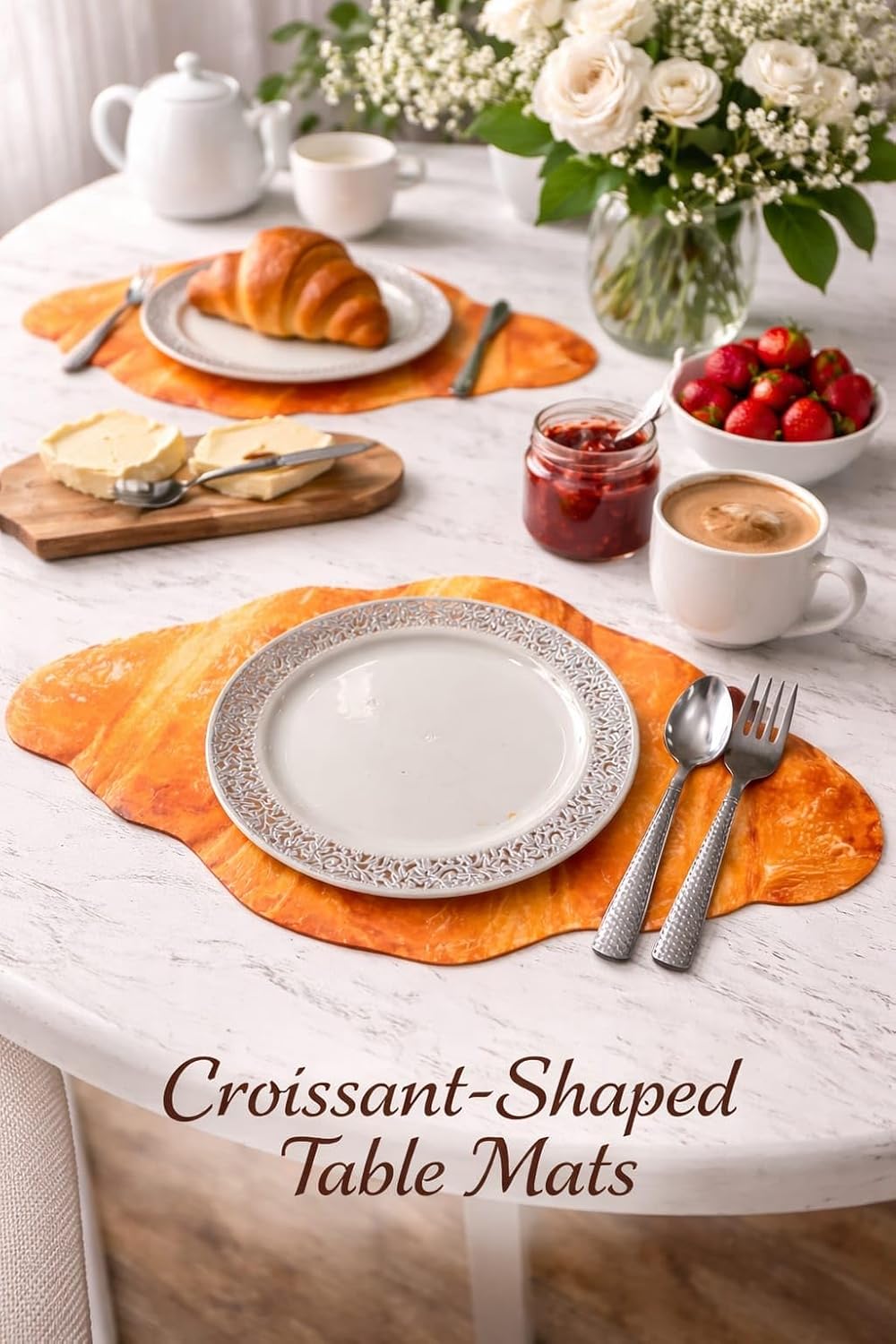 Croissant Shaped Table Mat – Waterproof Bubble Guard Placemat for Dining Table, Kitchen & Cafe Decor