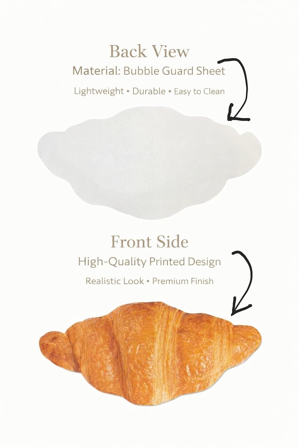 Croissant Shaped Table Mat – Waterproof Bubble Guard Placemat for Dining Table, Kitchen & Cafe Decor