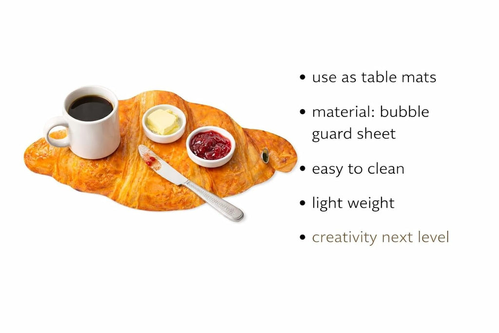Croissant Shaped Table Mat – Waterproof Bubble Guard Placemat for Dining Table, Kitchen & Cafe Decor