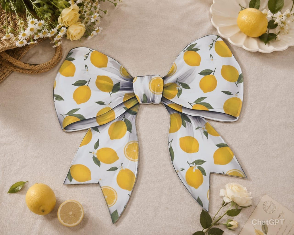 Lemon Theme Bow Shape Table Mat set  | Premium Bubble Guard Sheet Placemat | Waterproof, Heat Resistant & Easy to Clean Decorative Dining Table Mat