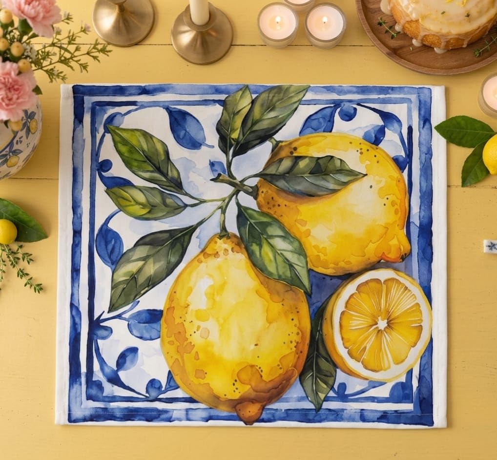 Lemon Bubble Guard Placemat Set | Waterproof Dining Table Mats | Decorative Kitchen Table  Mats