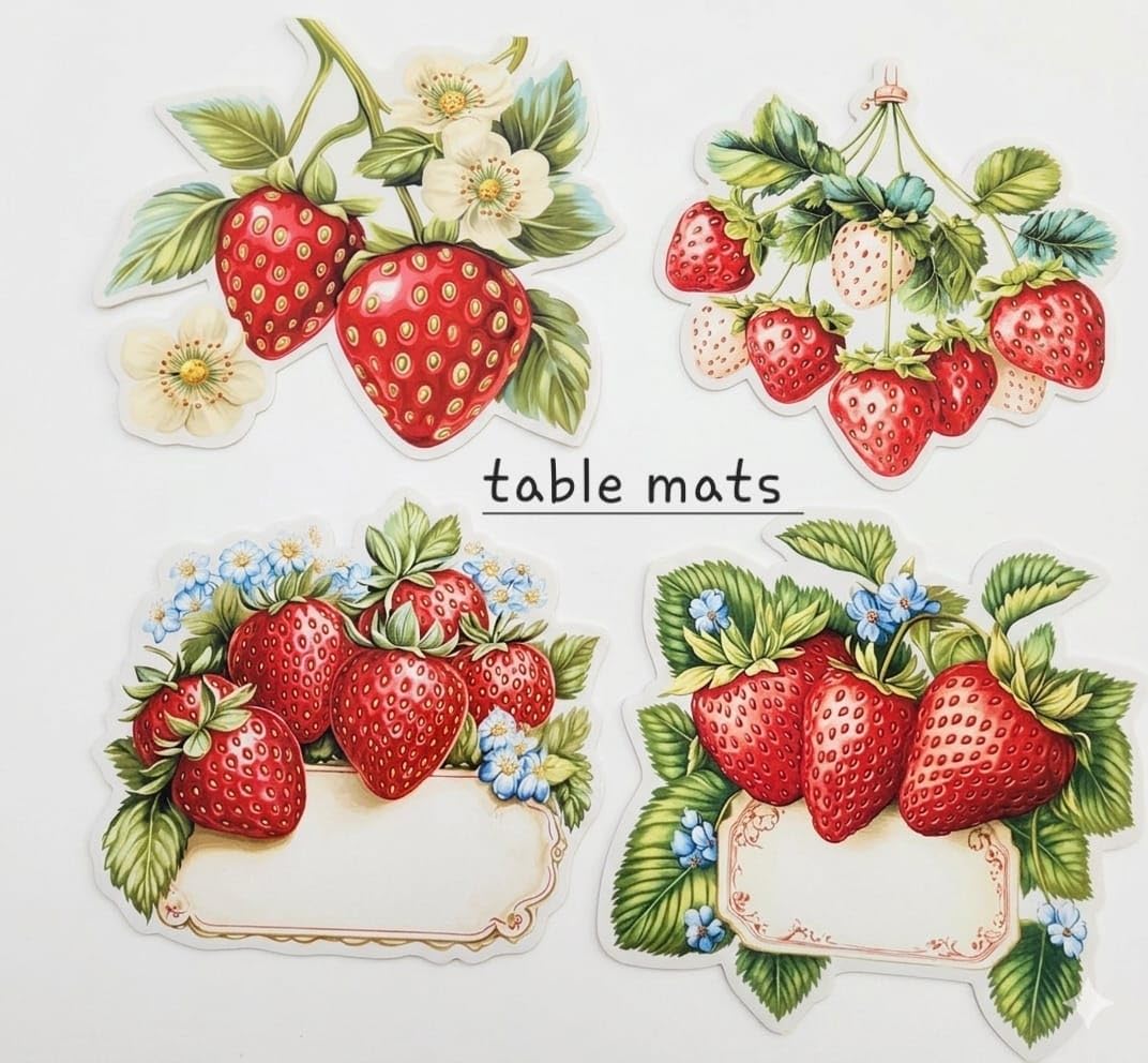 Strawberry Floral Bubble Guard Sheet Table Mats | Decorative Fruit Theme Placemats for Dining Table | Waterproof, Heat Resistant & Easy to Clean