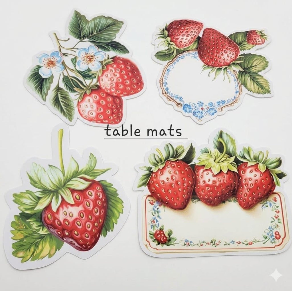 Strawberry Floral Bubble Guard Sheet Table Mats | Decorative Fruit Theme Placemats for Dining Table | Waterproof, Heat Resistant & Easy to Clean