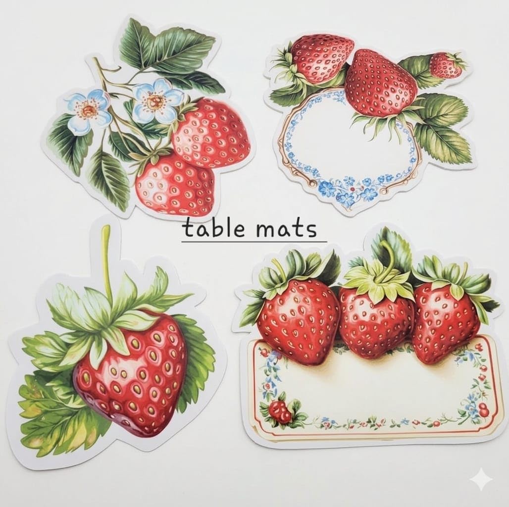 Strawberry Floral Bubble Guard Sheet Table Mats | Decorative Fruit Theme Placemats for Dining Table | Waterproof, Heat Resistant & Easy to Clean