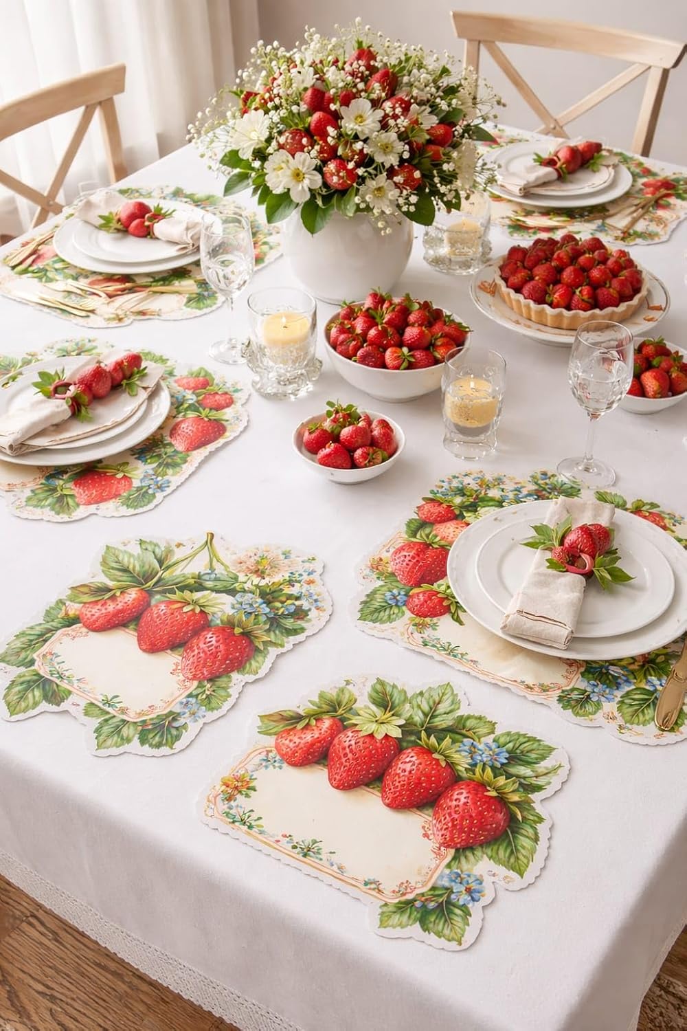 Strawberry Floral Bubble Guard Sheet Table Mats | Decorative Fruit Theme Placemats for Dining Table | Waterproof, Heat Resistant & Easy to Clean